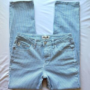 Seven7 Blue White Striped Seersucker Straight Leg Jeans Size 4